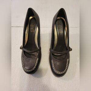 Chaps Dark Brown Wedge Mary Jane 8.5